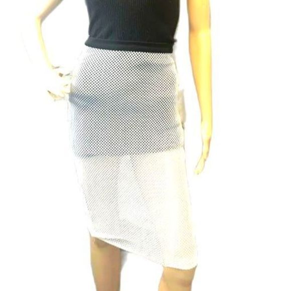 Bebe midi skirt fishnet @ mini skirt high waste white @ black NWOT size XXS - Picture 2 of 3